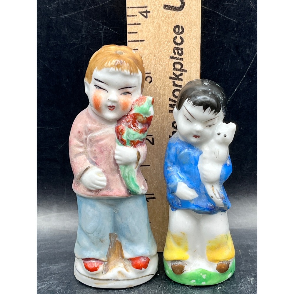 VTG Oriental Boys Salt & Pepper Shakers Japan 3" Tall Collectible Decorative - Picture 2 of 7